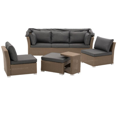 Sansibar Home 5-Sitzer Lounge-Set Elmdale aus Polyrattan mit Polster